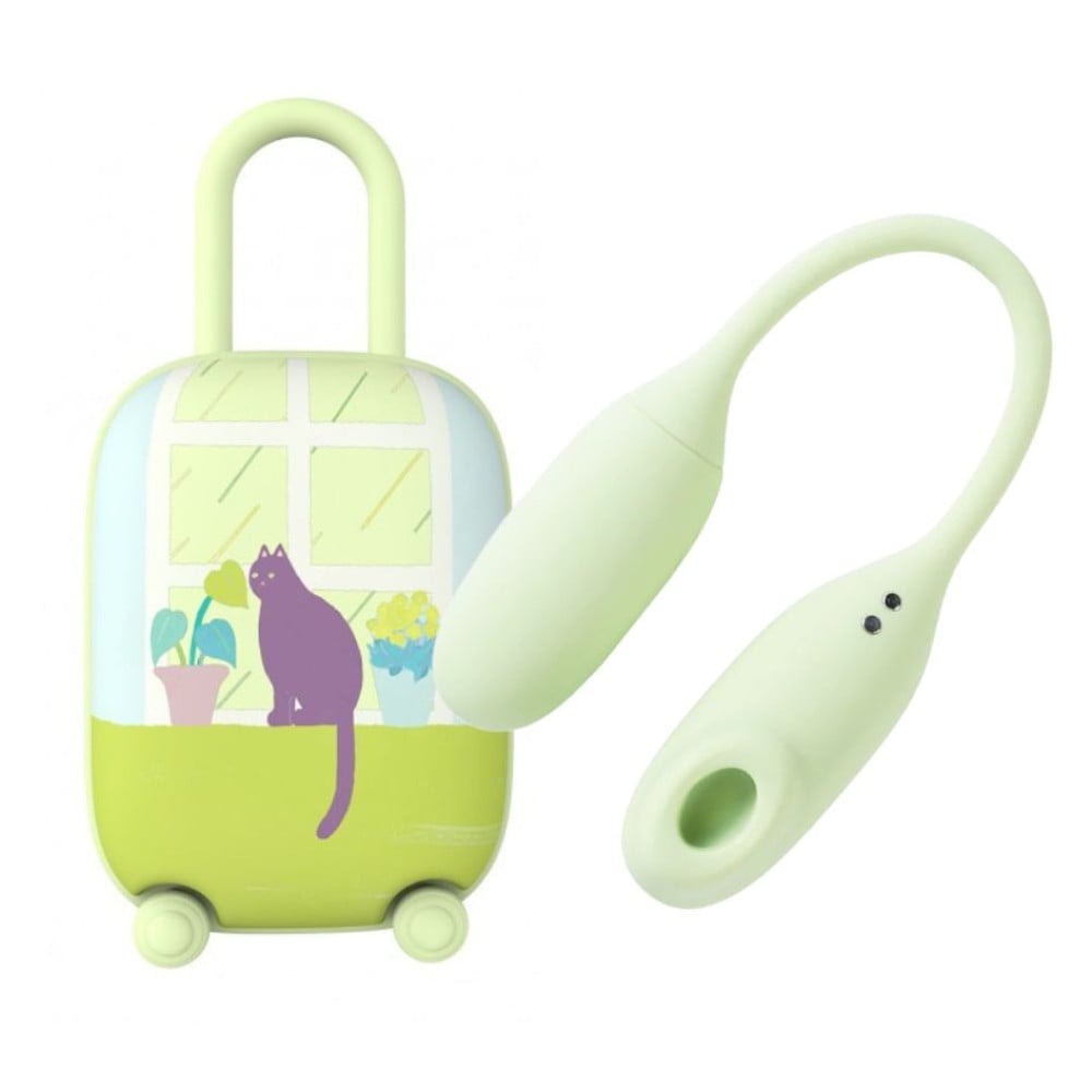 Різне - Віброяйце та вакуумний стимулятор для клітора 2в1 BeYourLover Magic Suitcase в зарядному кейсі, зелений 10