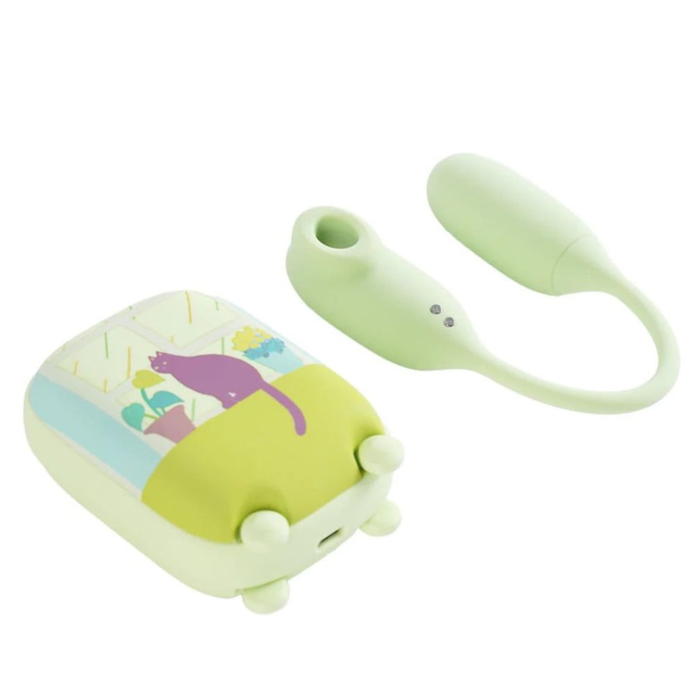 Різне - Віброяйце та вакуумний стимулятор для клітора 2в1 BeYourLover Magic Suitcase в зарядному кейсі, зелений 16