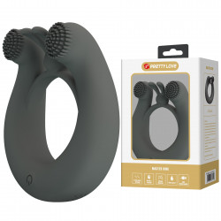 Виброкольцо со стимулирующими выступами Pretty Love Dahlia и ушками, серое