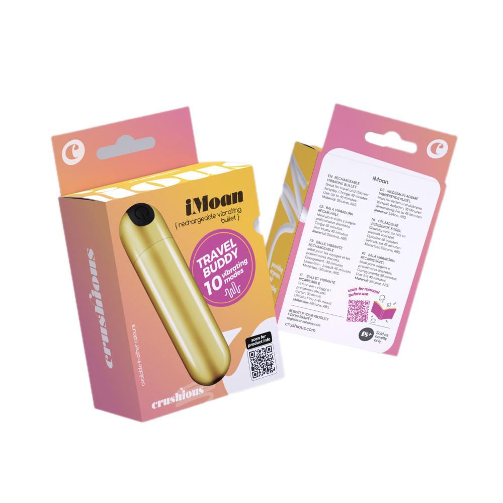 Вібропулі та міні-вібратори - Віброкуля CRUSHIOUS iMoan, 10 режимів, золотистий, 7,6 см 7