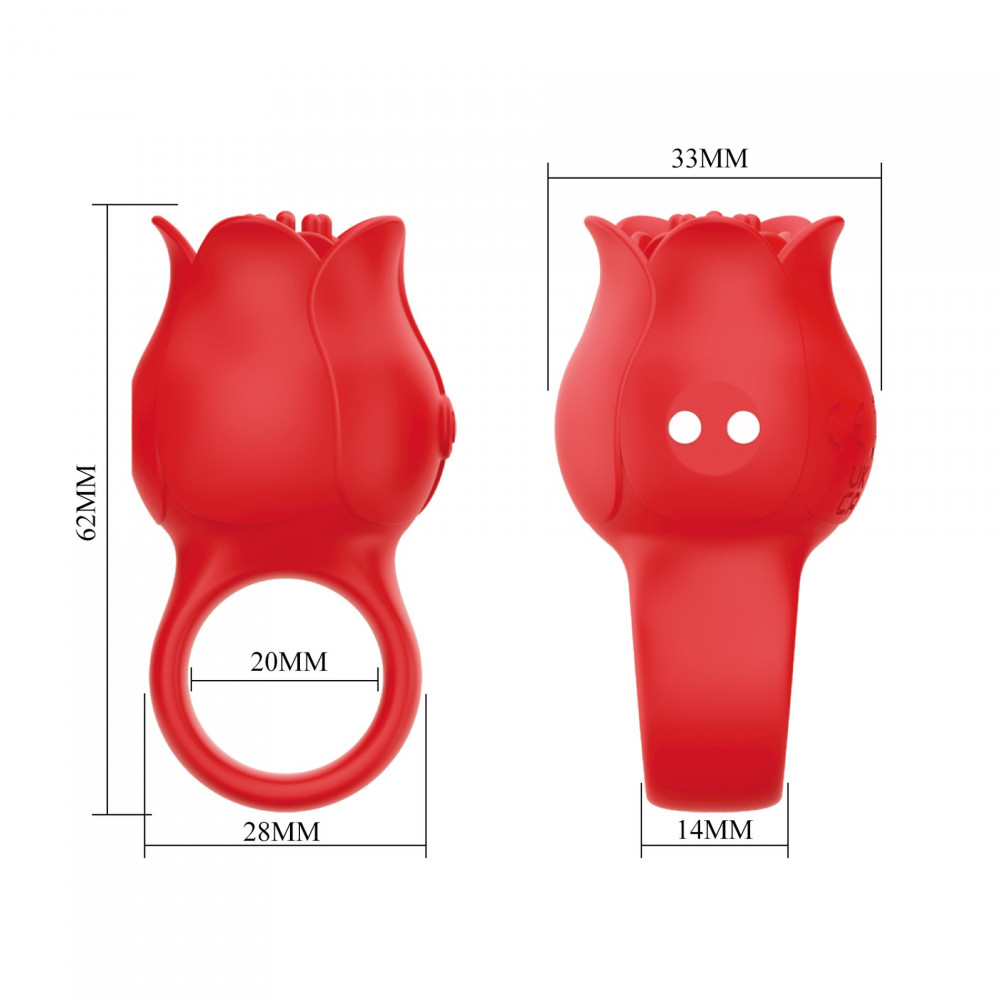 Різне - Насадка, що вібрує, на палець PRETTY LOVE JAE квітка, червона 8