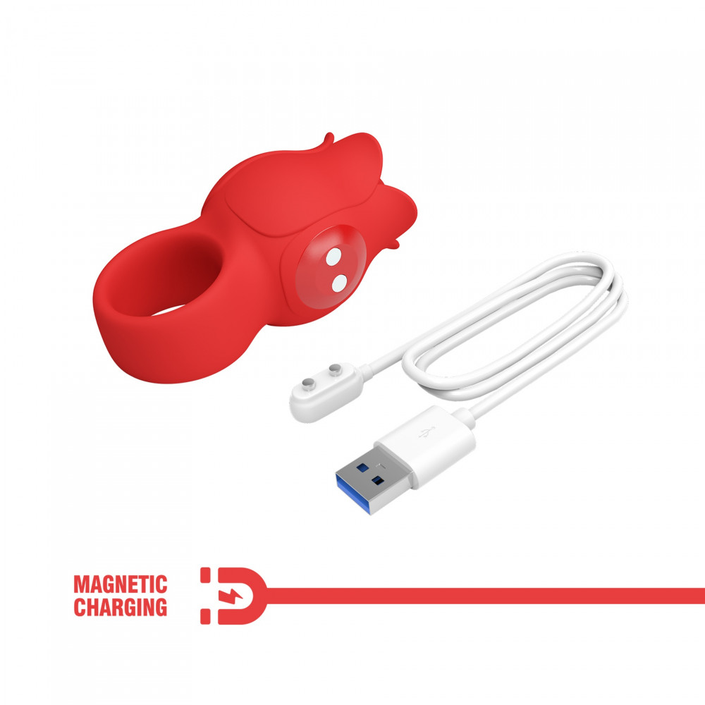 Різне - Насадка, що вібрує, на палець PRETTY LOVE JAE квітка, червона 7