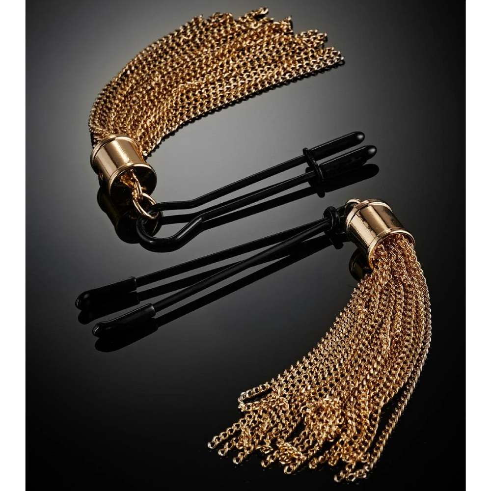  - Затискачі для сосків Guilty Pleasure Sensual Sway із золотими пензликами, 16 см 6