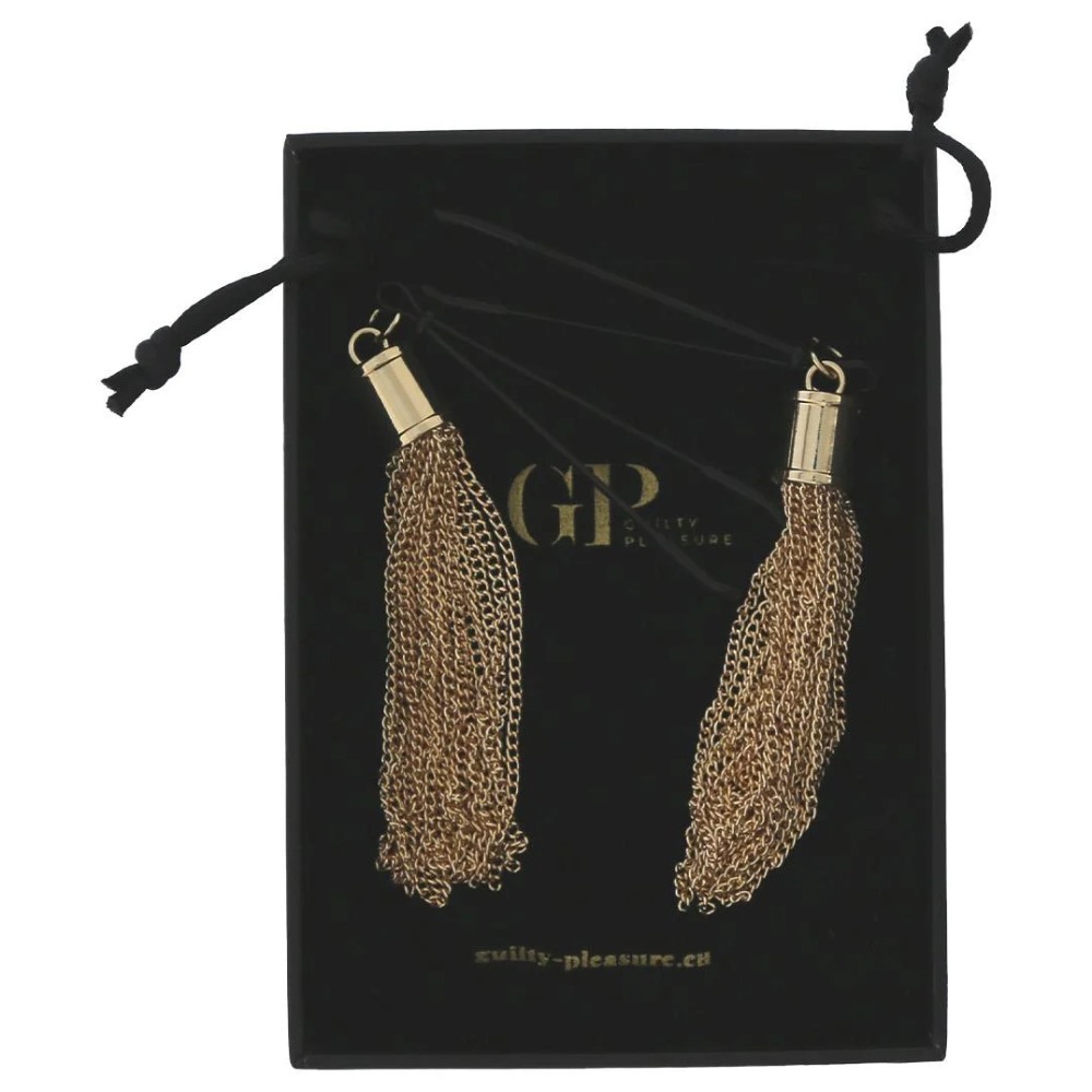  - Затискачі для сосків Guilty Pleasure Sensual Sway із золотими пензликами, 16 см 8