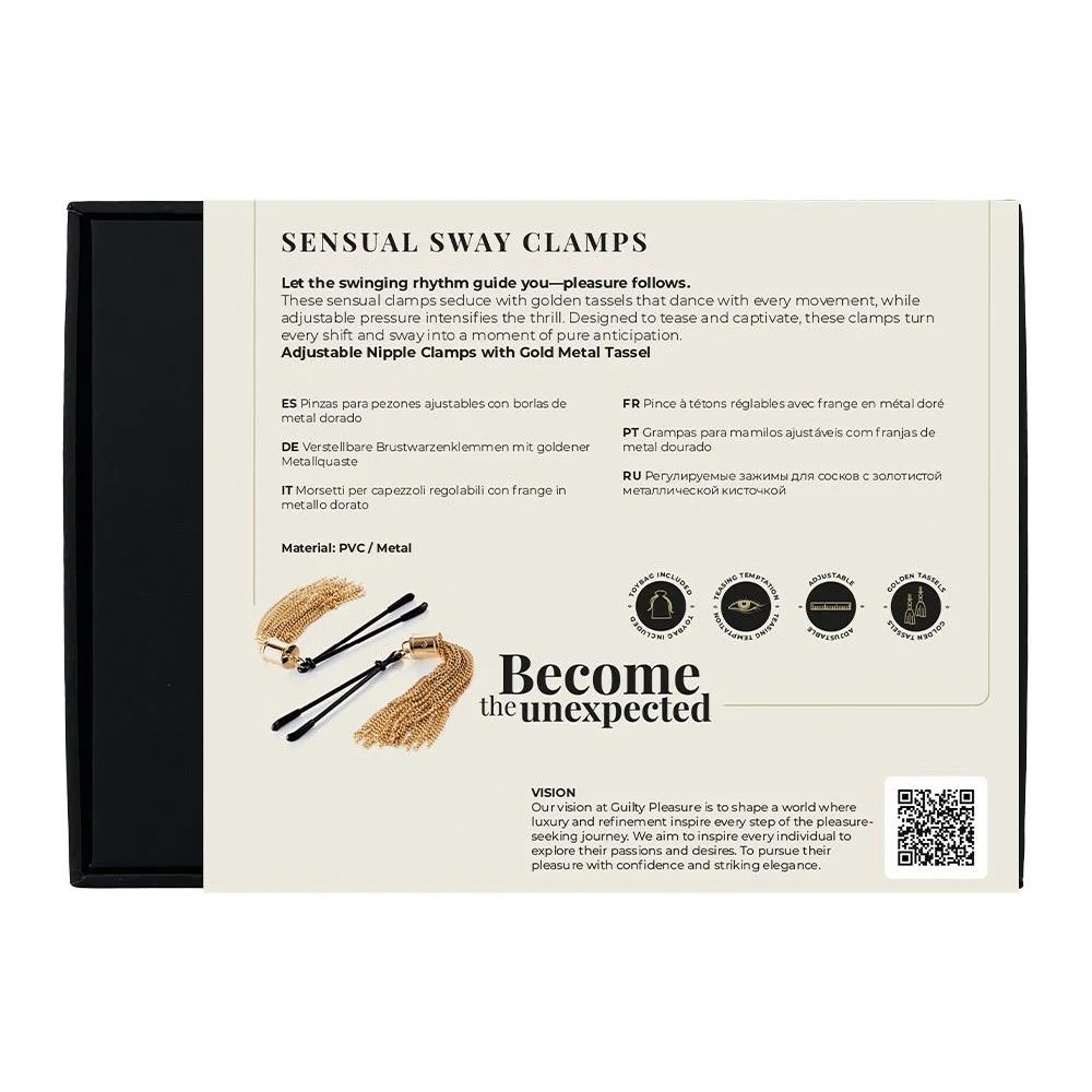  - Затискачі для сосків Guilty Pleasure Sensual Sway із золотими пензликами, 16 см 9