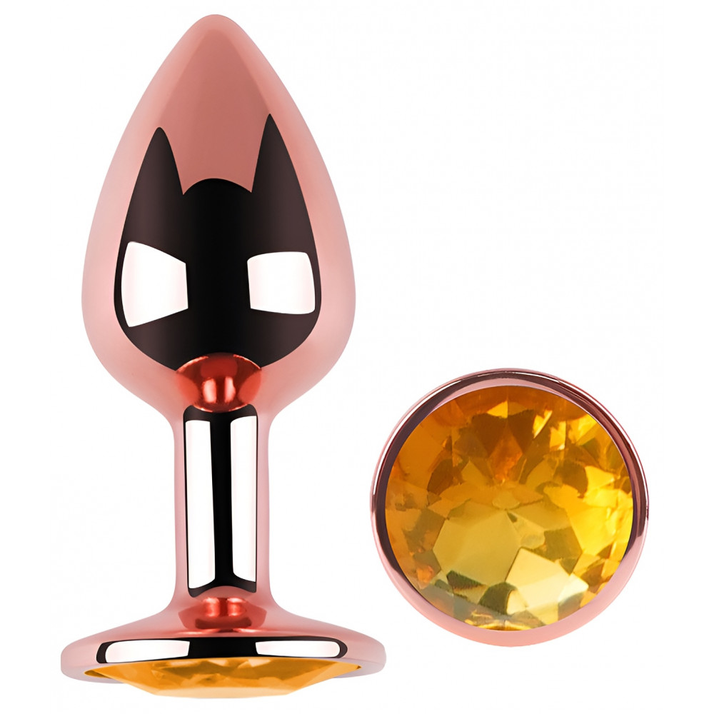  - Анальная пробка с кристаллом EGZO - Rose Gold Round Plug Yellow size M 1