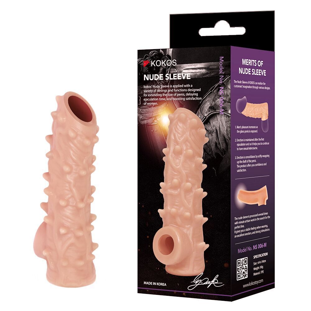 Эрекционные кольца без вибрации - Насадка на член Kokos Nude Sleeve NS 006 L 1