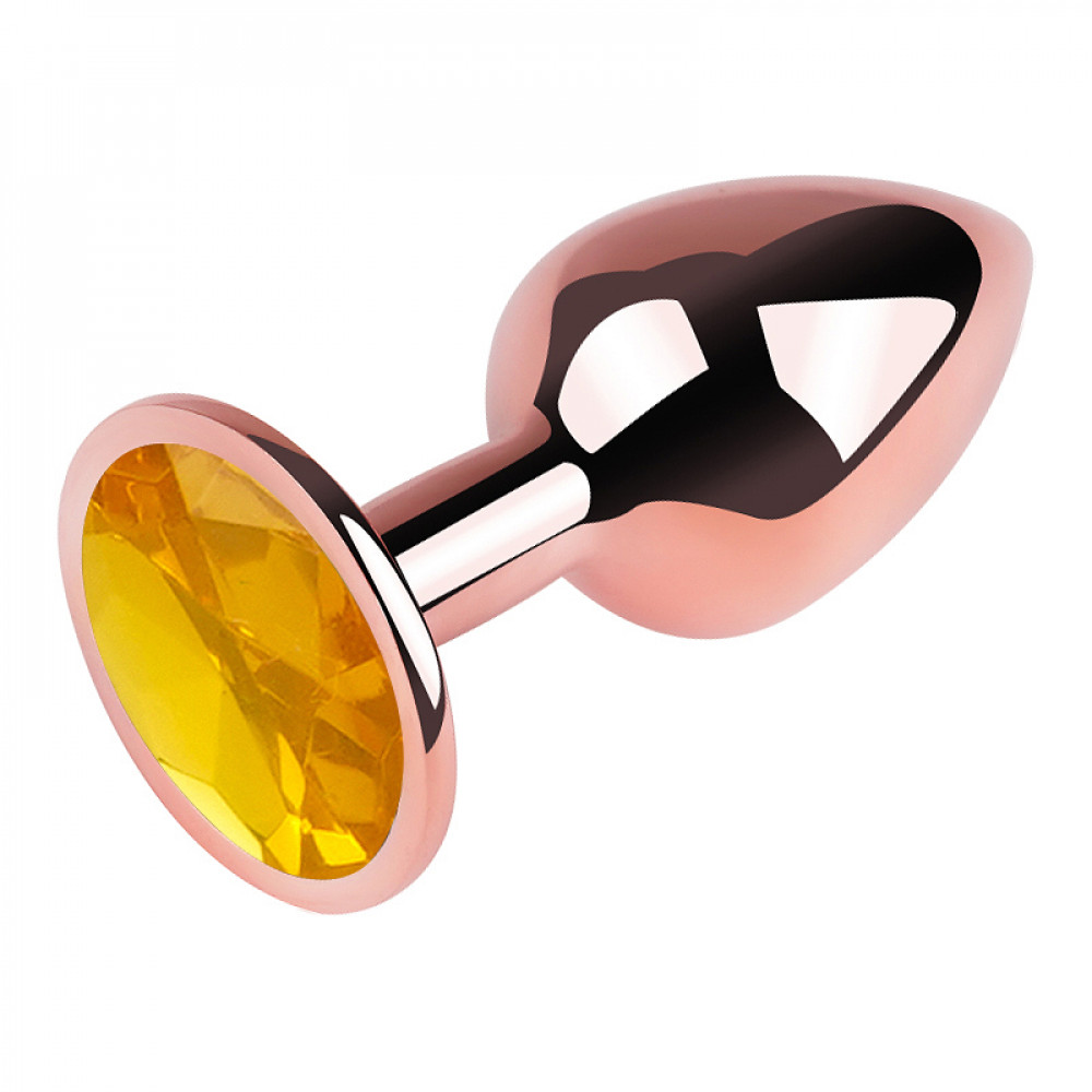  - Анальная пробка с кристаллом EGZO - Rose Gold Round Plug Yellow size M 2