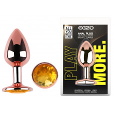 Анальная пробка с кристаллом EGZO - Rose Gold Round Plug Yellow size M