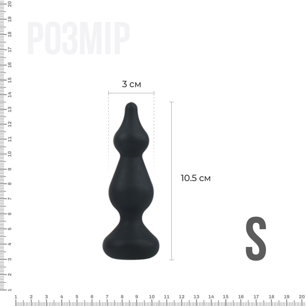 Анальная пробка - Анальная пробка Adrien Lastic Amuse Mini Black (S) с двумя переходами, макс. диаметр 3см 3