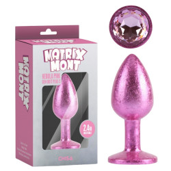 Анальная пробка розовая поталь CHISA MATRIX MONT с розовым камнем, размер S