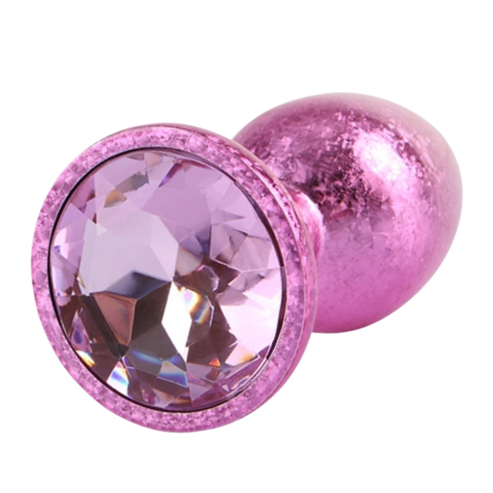 Анальные игрушки без вибрации - Анальная пробка розовая поталь CHISA MATRIX MONT с розовым камнем, размер S 1