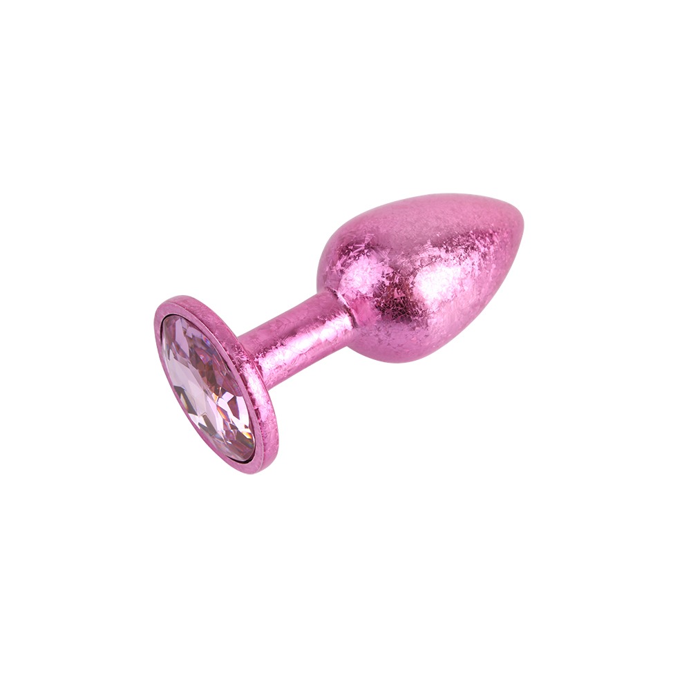 Анальные игрушки без вибрации - Анальная пробка розовая поталь CHISA MATRIX MONT с розовым камнем, размер S 2