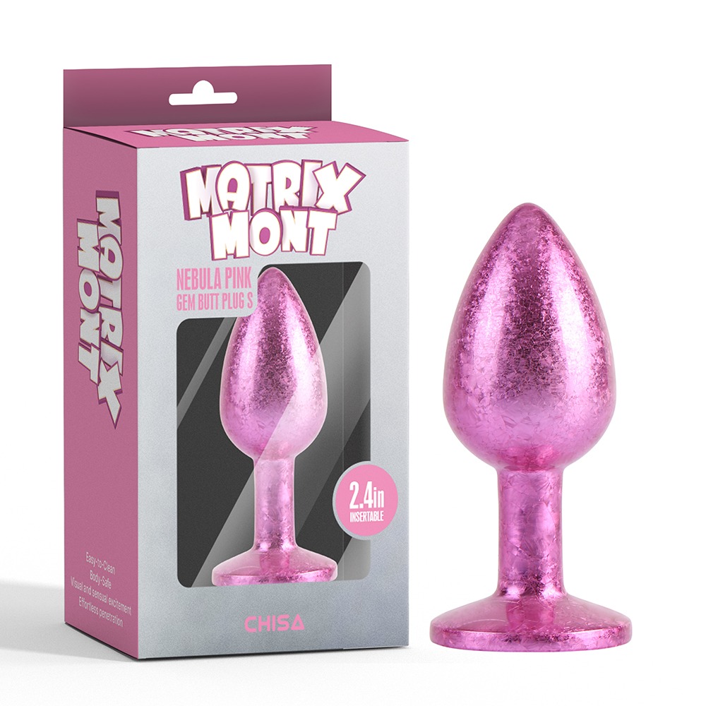 Анальные игрушки без вибрации - Анальная пробка розовая поталь CHISA MATRIX MONT с розовым камнем, размер S 7