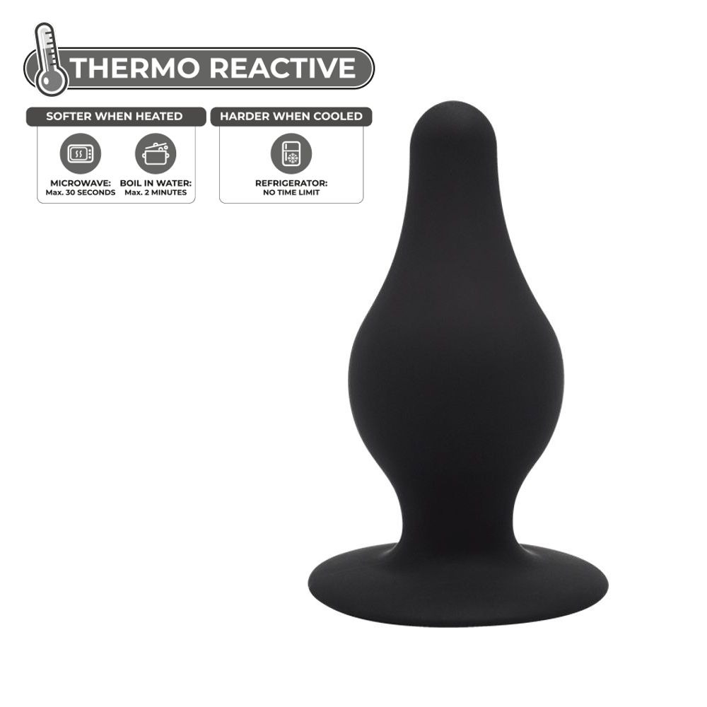 Анальные игрушки без вибрации - Анальная пробка термореактивная Silexd Plug Model 2 конической формы, черная, XS 2