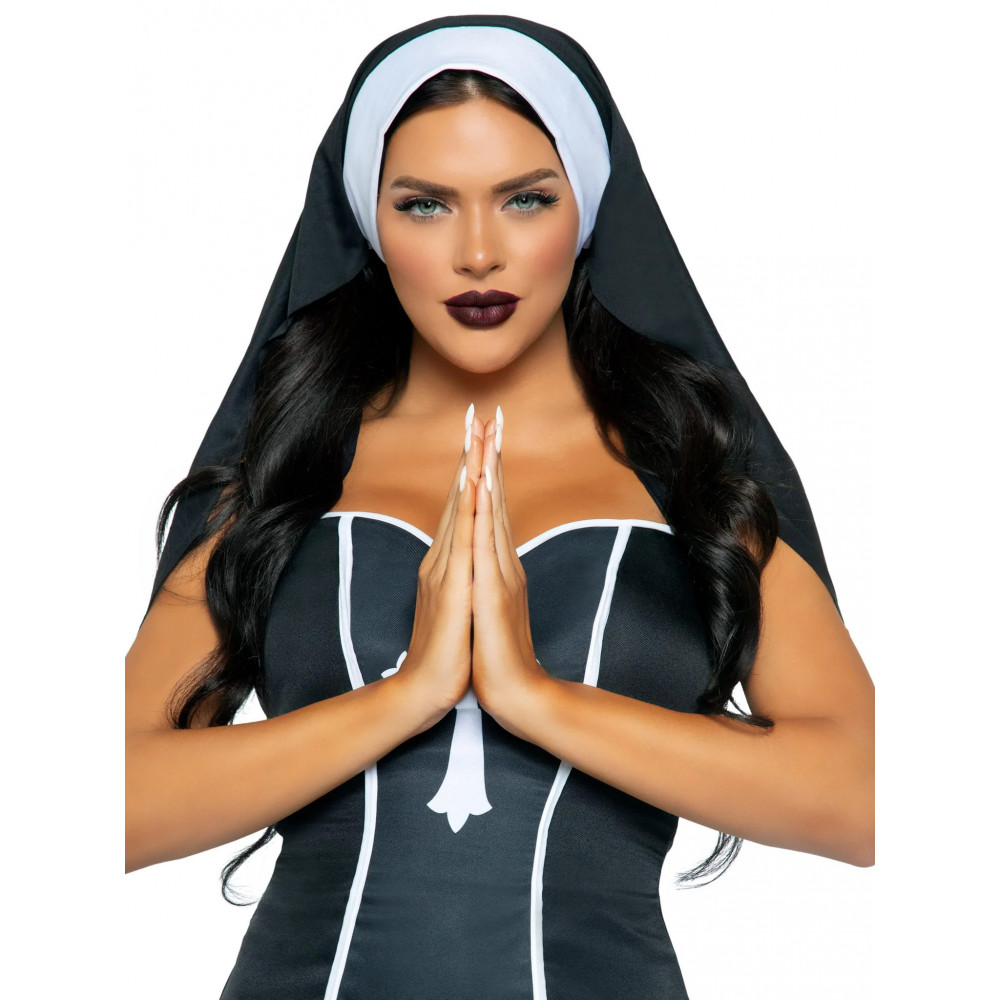  - Головной убор сексуальной монахини Leg Avenue черный O\S