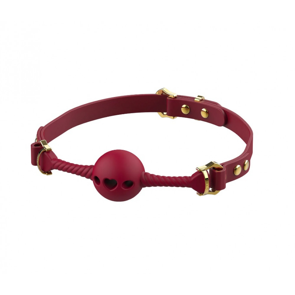 Різне - Кляп кулька з отворами у вигляді серця UPKO Desire for Mouth Bondage Collection, червоний 2