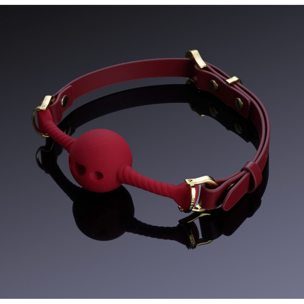 Різне - Кляп кулька з отворами у вигляді серця UPKO Desire for Mouth Bondage Collection, червоний