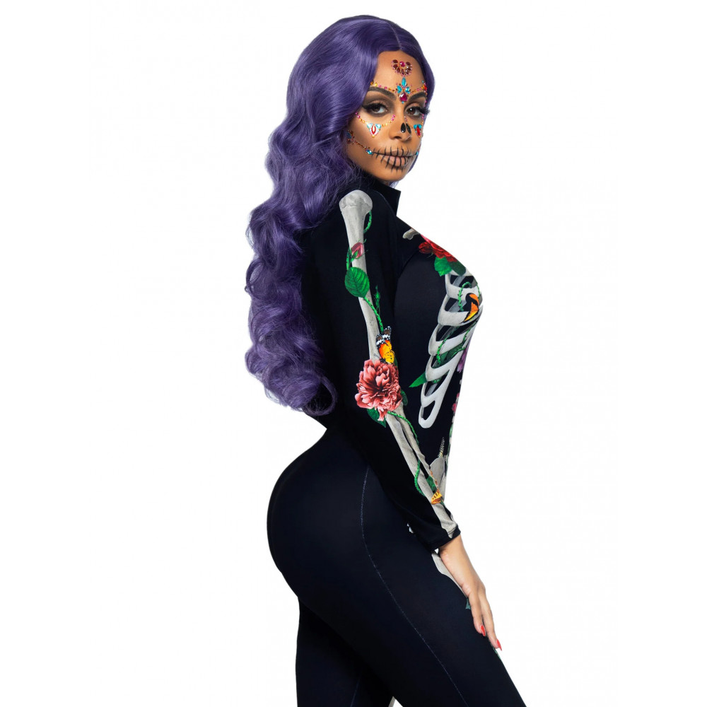 Разное - Комбинезон скелет с цветочным принтом Leg Avenue Floral skeleton catsuit S 3