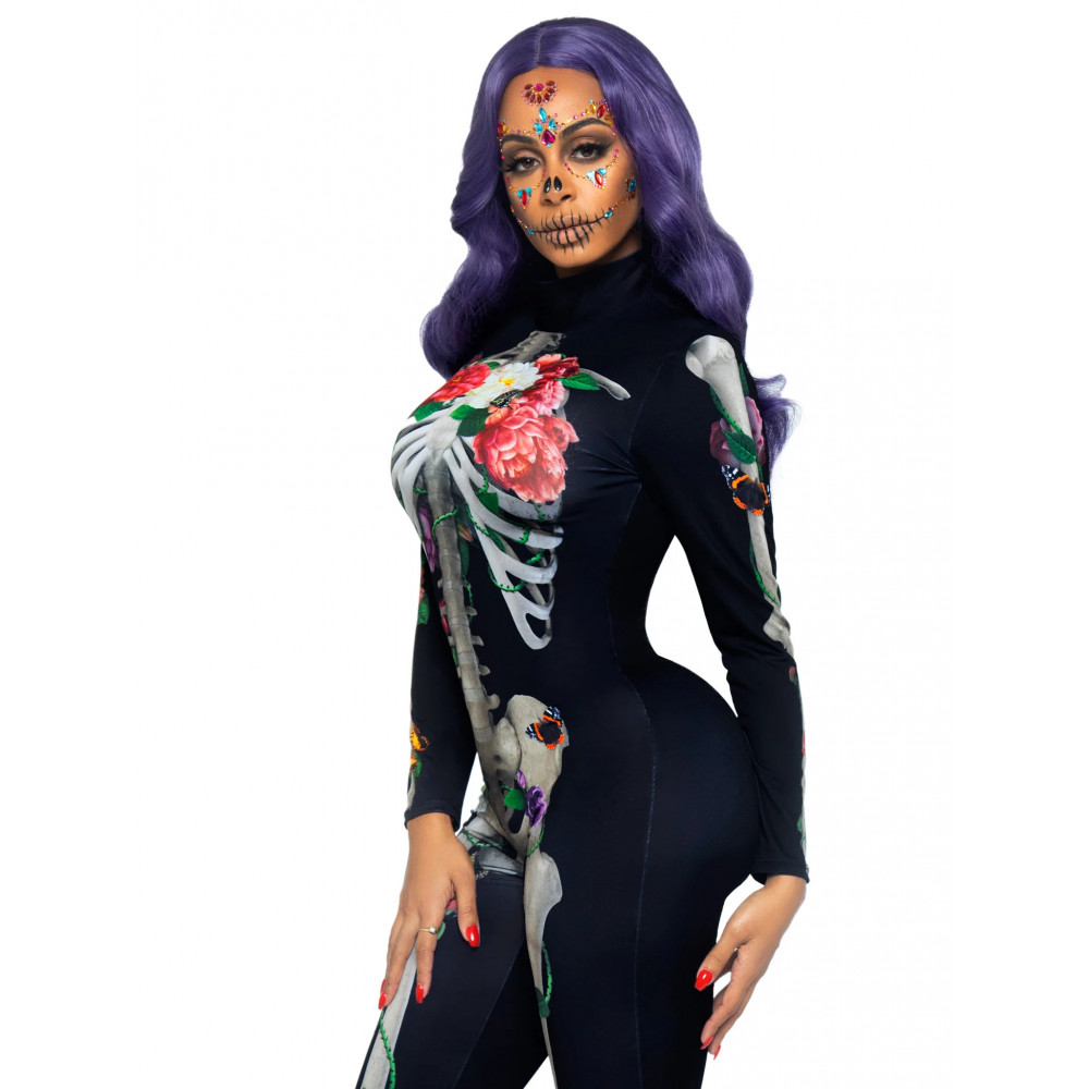 Разное - Комбинезон скелет с цветочным принтом Leg Avenue Floral skeleton catsuit S 2