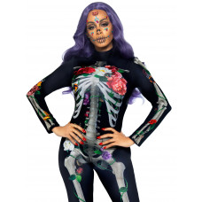 Комбинезон скелет с цветочным принтом Leg Avenue Floral skeleton catsuit S