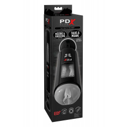 Мастурбатор вагина в колбе автоматический Pipedream PDX на присоске, с голосом, черный, 24.5 см