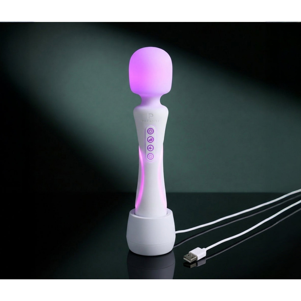 - Мікрофон із вібрацією, RGB-підсвічуванням та додатком Illumination The Wand, білий, 24,8 × 5,1 см 3