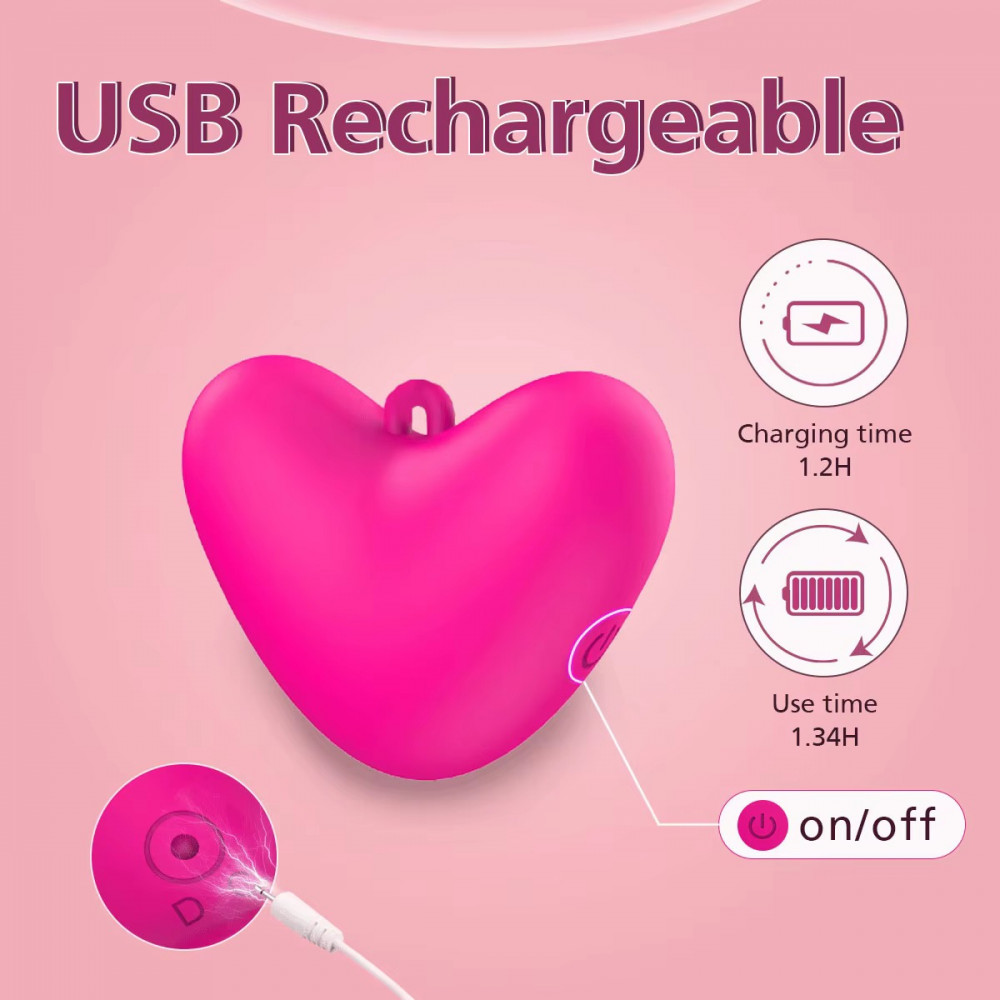 Вібропулі та міні-вібратори - Міні-вібратор кліторальний Every Night Toys Eileen серце, світло-рожевий, 10 режимів вібрації 3