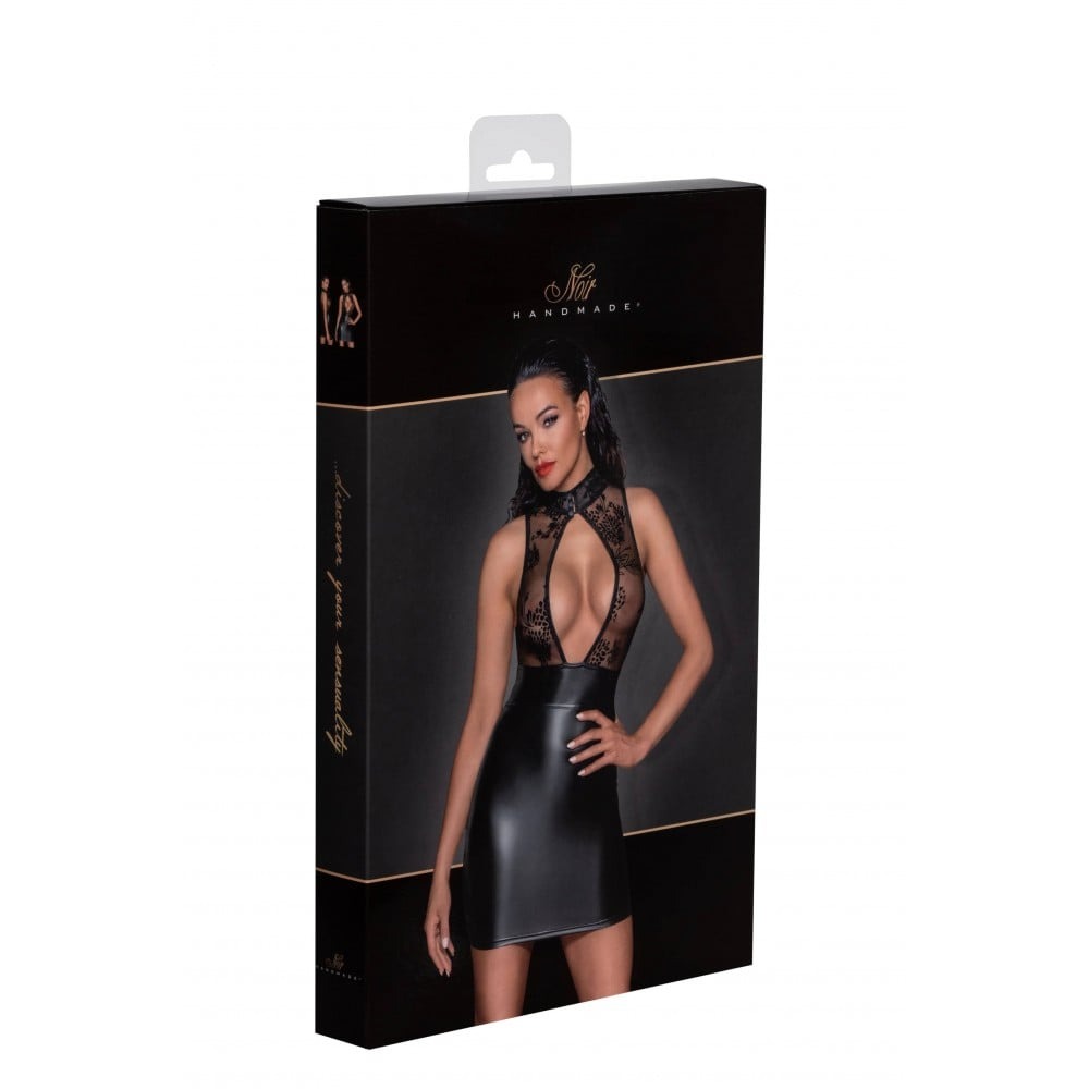  - Сукня вінілова Noir Handmade Short dress with powerwetlook skirt and tulle top S 5