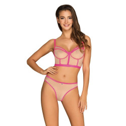 Комплект Obsessive топ и трусики, телесно-розовый, L/XL