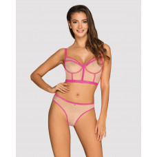 Комплект Obsessive Nudelia top & panties pink L/XL