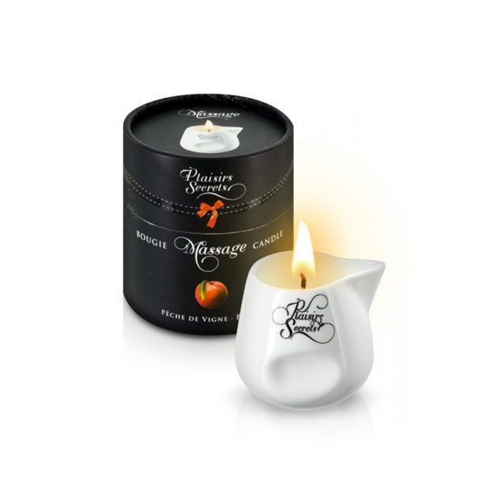 Массажные свечи - Массажная свеча Plaisirs Secrets Peach (80 мл) подарочная упаковка, керамический сосуд