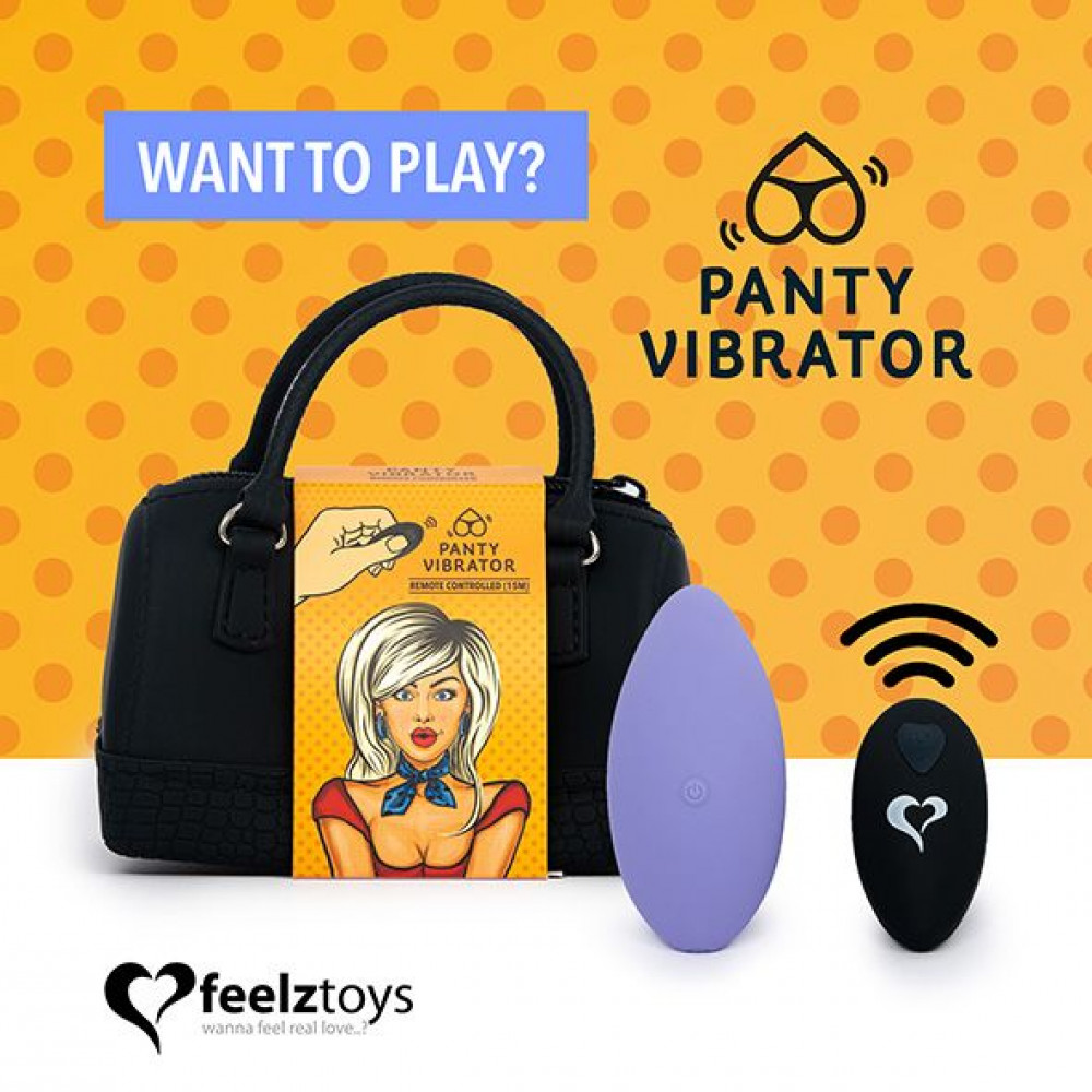 Вибратор - Вибратор в трусики FeelzToys Panty Vibrator Purple с пультом ДУ, 6 режимов работы, сумочка-чехол