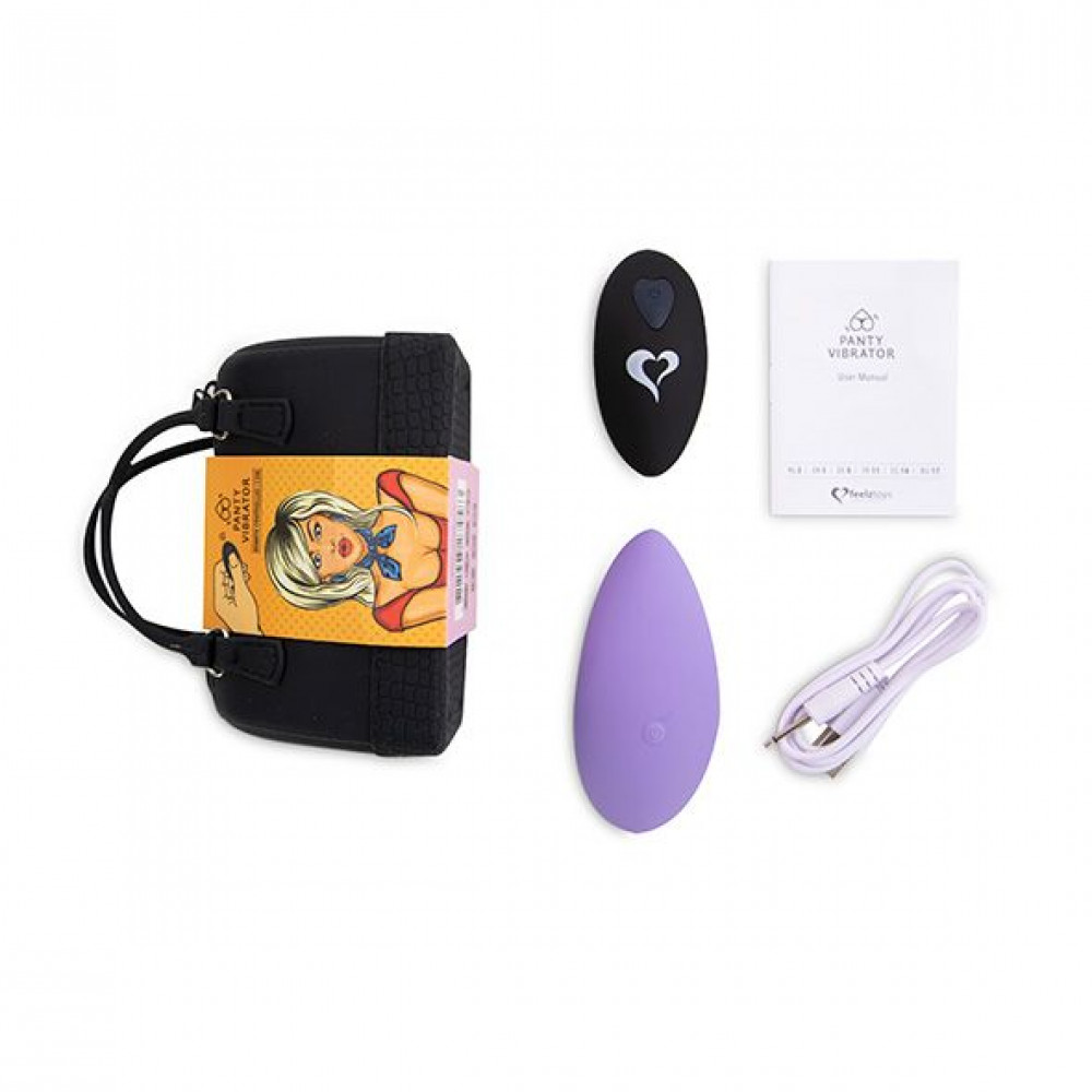 Вибратор - Вибратор в трусики FeelzToys Panty Vibrator Purple с пультом ДУ, 6 режимов работы, сумочка-чехол 1