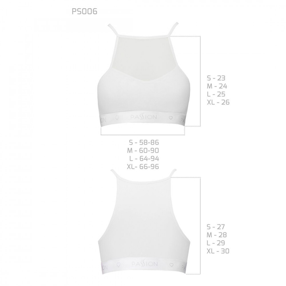 Эротические комплекты - Спортивный топ с прозрачной вставкой Passion PS006 TOP white, size M 1