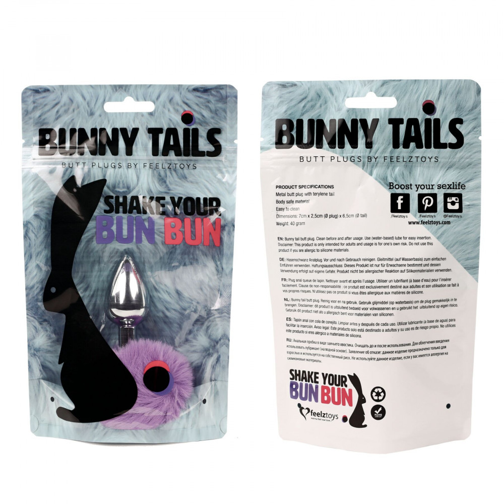 Анальный хвост - Анальная пробка FeelzToys - Bunny Tails Butt Plug Purple 2