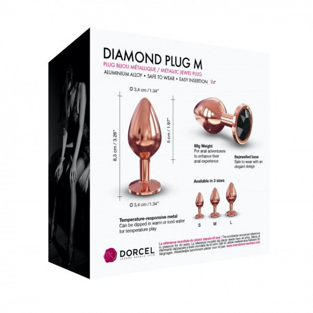 Анальная пробка - Металлическая анальная пробка с украшением в виде кристалла Dorcel - Diamond Plug Rose Gold M 1