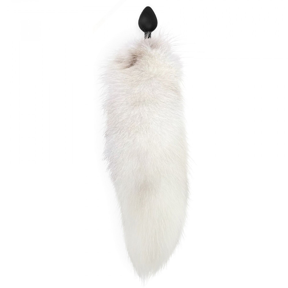 Анальный хвост - Силиконовая анальная пробка с хвостом из натурального меха Art of Sex size M White fox 4