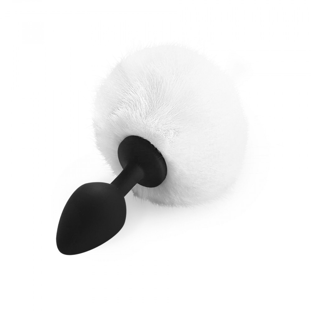Анальный хвост - Силиконовая анальная пробка М Art of Sex - Silicone Bunny Tails Butt plug White, диаметр 3,5 см