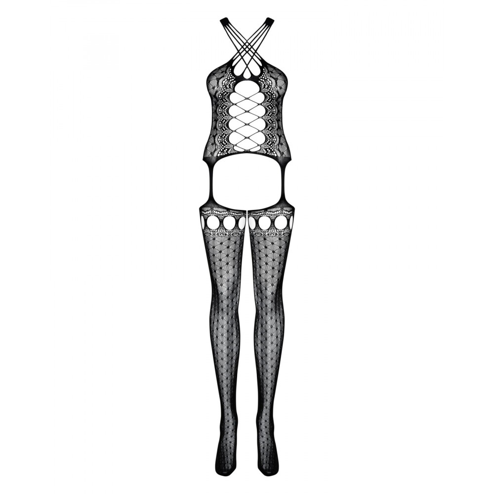 Бодистокинг - Бодистокинг Obsessive Bodystocking G313 S/M/L, шнуровка, геометрический декор 3