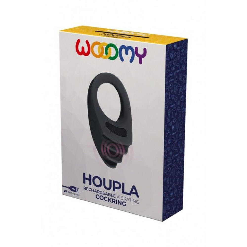 Эрекционные кольца с вибрацией - Эрекционное виброкольцо Wooomy Houpla, 10 режимов вибрации, диаметр 3 см 1