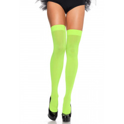 Плотные неоновые чулки Leg Avenue Nylon Thigh Highs Neon Green, one size