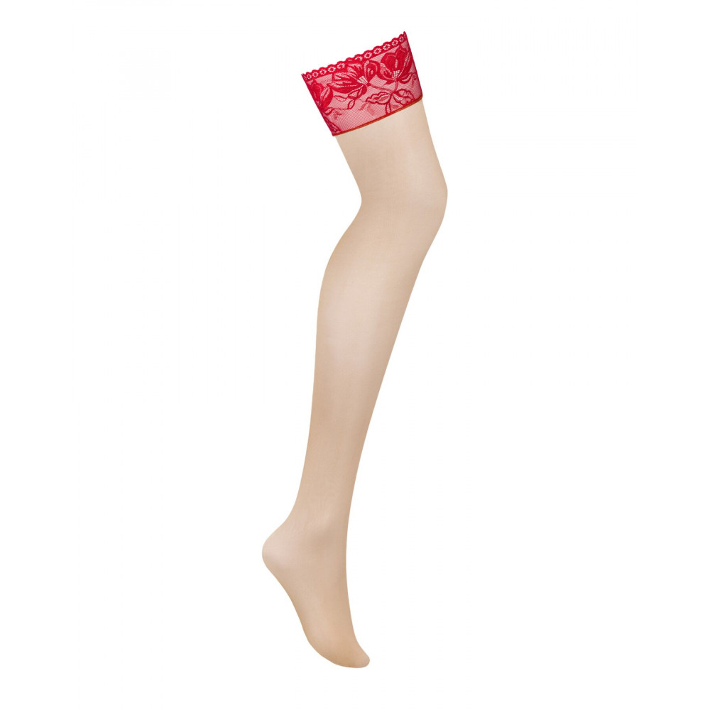 Чулки - Чулки под пояс с широким кружевом Obsessive Lacelove stockings M/L 3