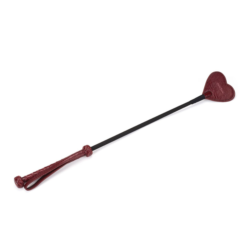 Плети, стеки, флоггеры, тиклеры - Шлепалка Liebe Seele Wine Red Riding Crop with Heart-Shape Tip