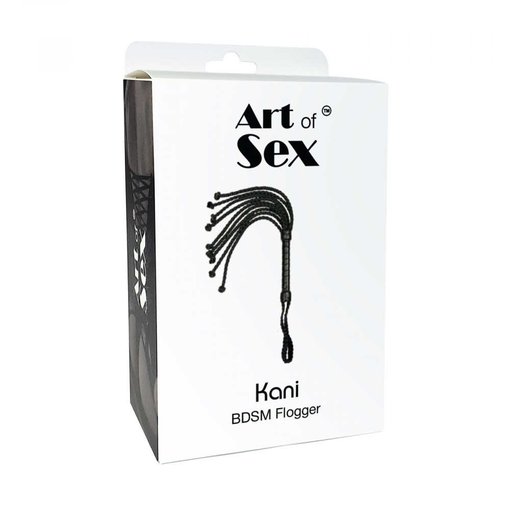 Плети, стеки, флоггеры, тиклеры - Ажурная плеть Кошка из экокожи Art of Sex - Kani, цвет черный 1