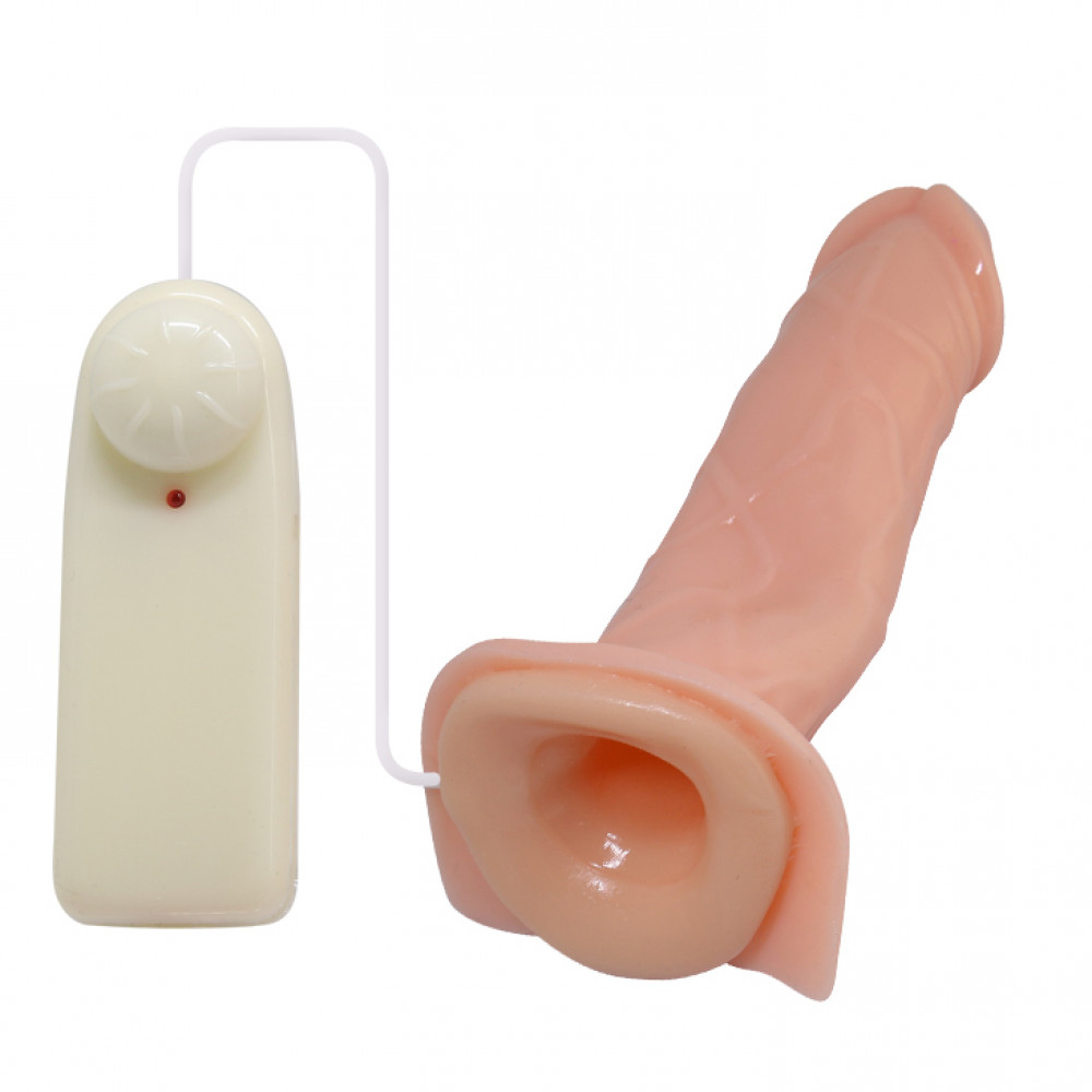  - Страпон порожнистий (фалопротез) з вібрацією Baile Vibrating Strap On, беж, 19 × 4 см 6