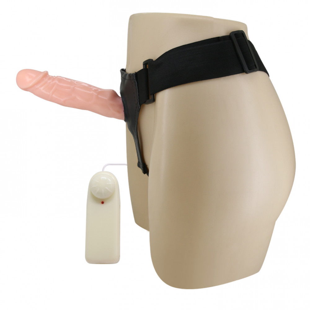  - Страпон порожнистий (фалопротез) з вібрацією Baile Vibrating Strap On, беж, 19 × 4 см 5