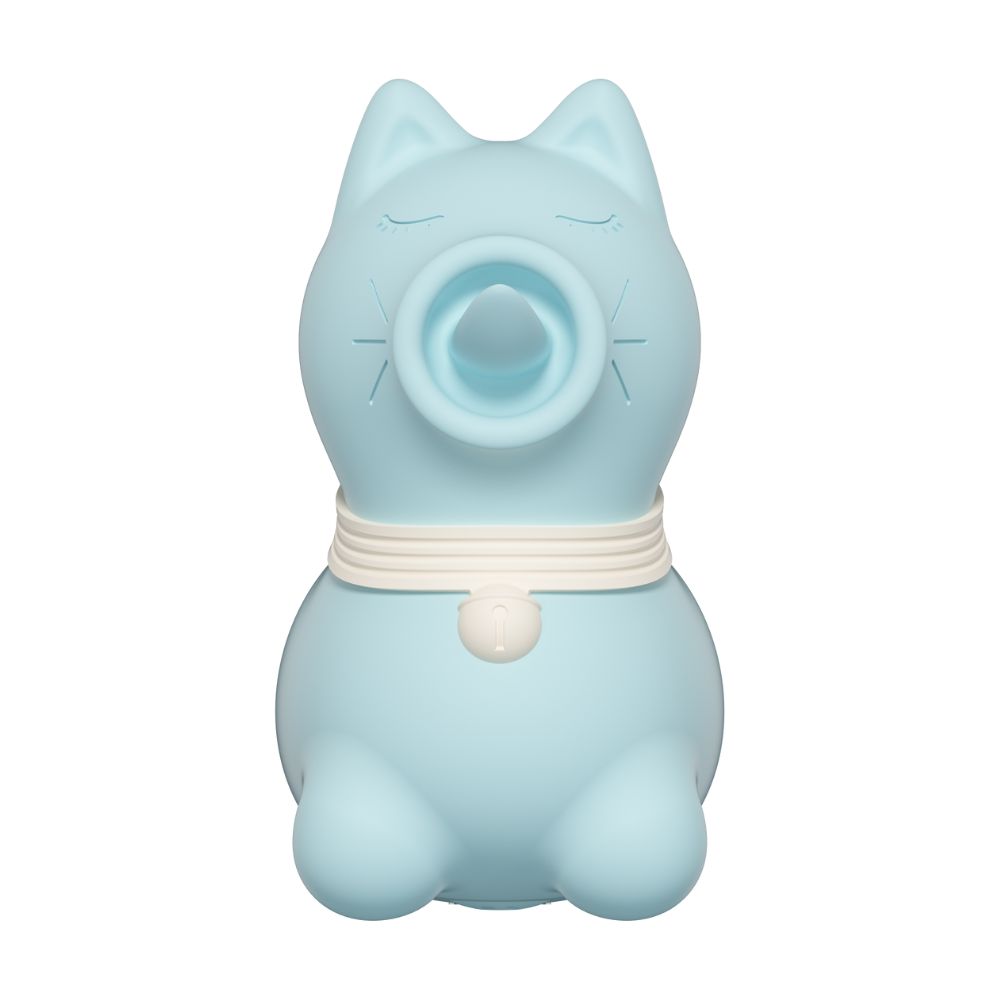 Вибропули и мини-вибраторы - Стимулятор клитора с длинным вращающимся язычком UNIVIBE Котик, 10 режимов, синий 2