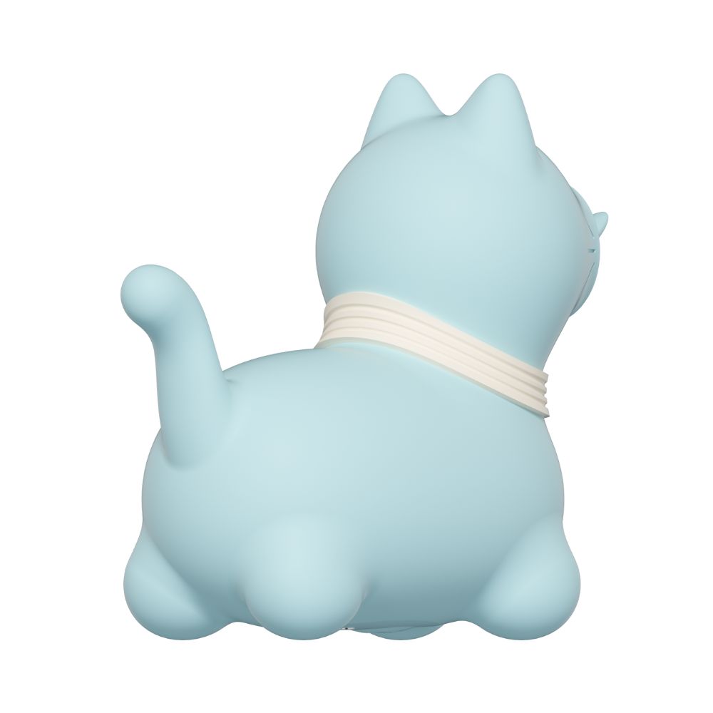 Вибропули и мини-вибраторы - Стимулятор клитора с длинным вращающимся язычком UNIVIBE Котик, 10 режимов, синий 6