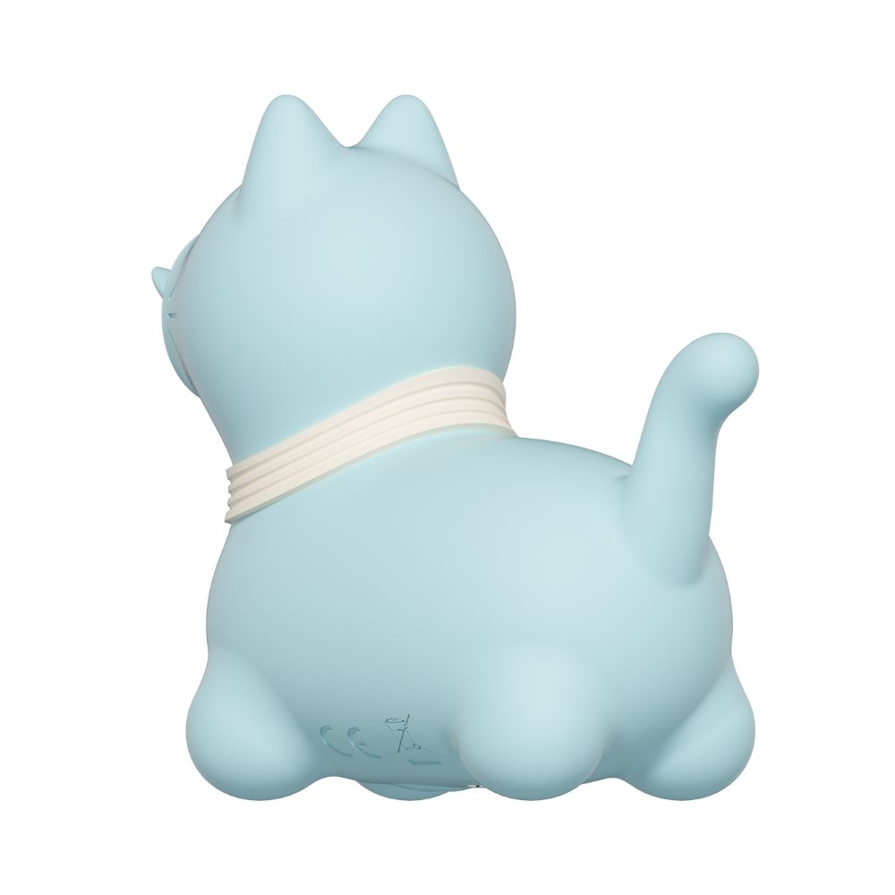 Вибропули и мини-вибраторы - Стимулятор клитора с длинным вращающимся язычком UNIVIBE Котик, 10 режимов, синий 7